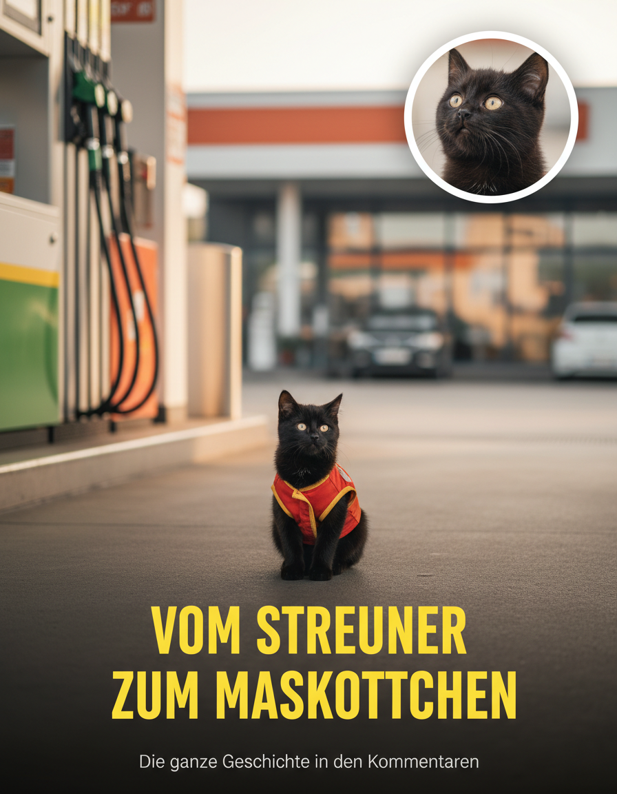 Vom Streuner zum Tankstellen-Star: Diese kleine Katze eroberte das Herz eines ganzen Teams